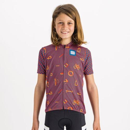 Sportful Checkmate Kid Jersey - red blue pompelmo (Grösse: 14Y) von Sportful