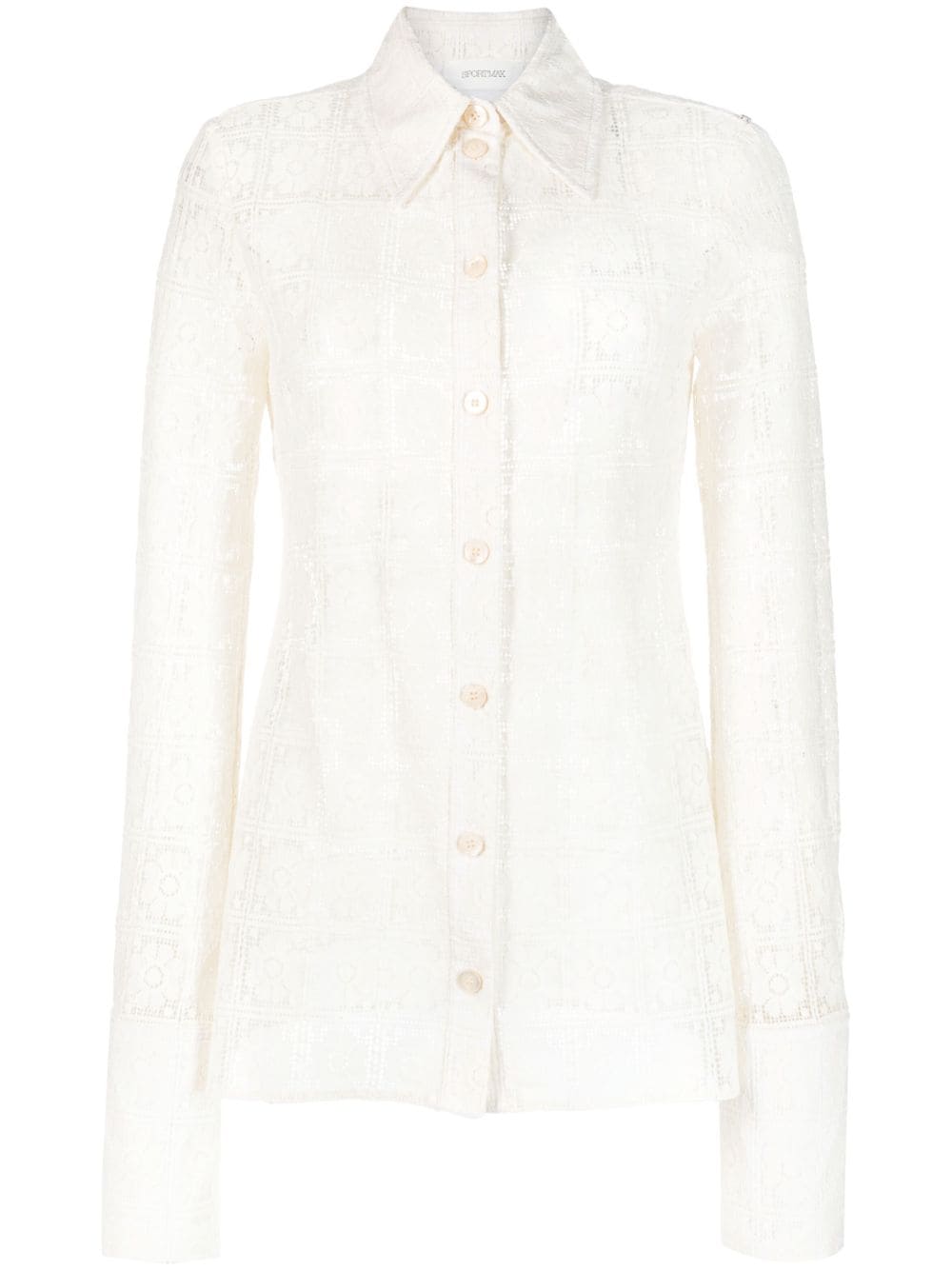 Sportmax Sava floral-lace fitted shirt - Neutrals von Sportmax