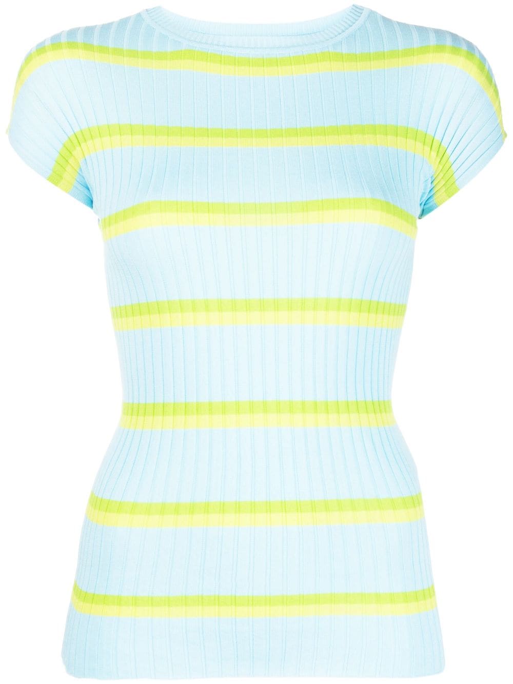 Sportmax striped ribbed-knit cotton T-shirt - Blue von Sportmax