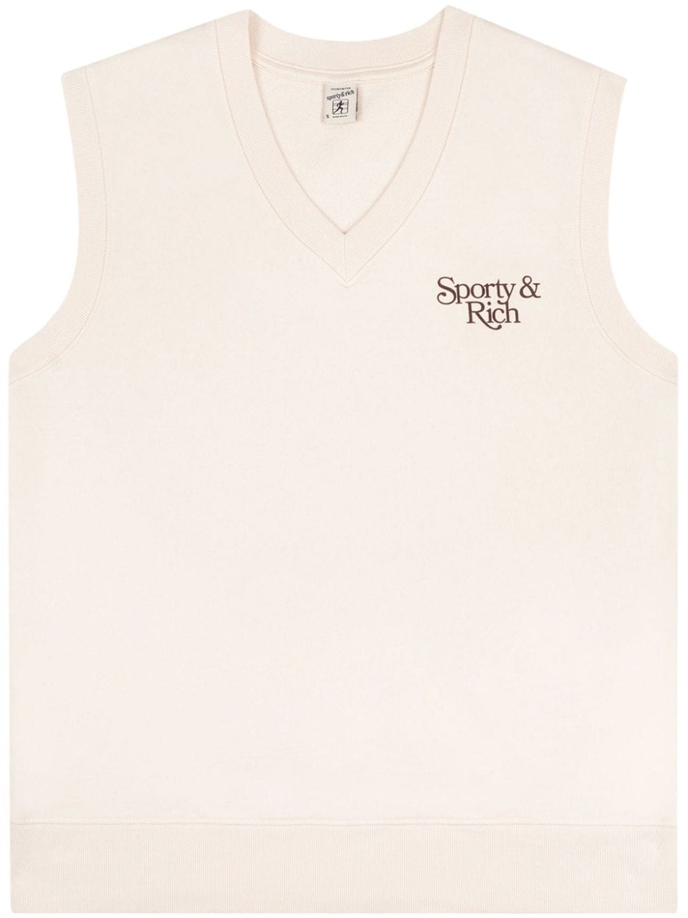 Sporty & Rich Bardot logo-print cotton vest - Neutrals von Sporty & Rich