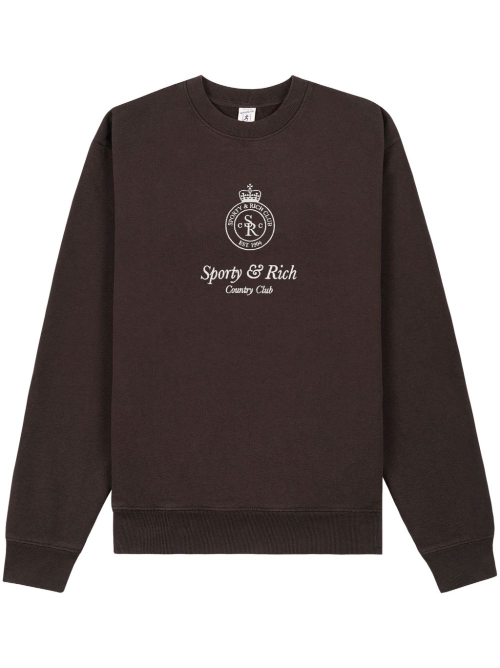 Sporty & Rich Crown-embroidered cotton sweatshirt - Brown von Sporty & Rich