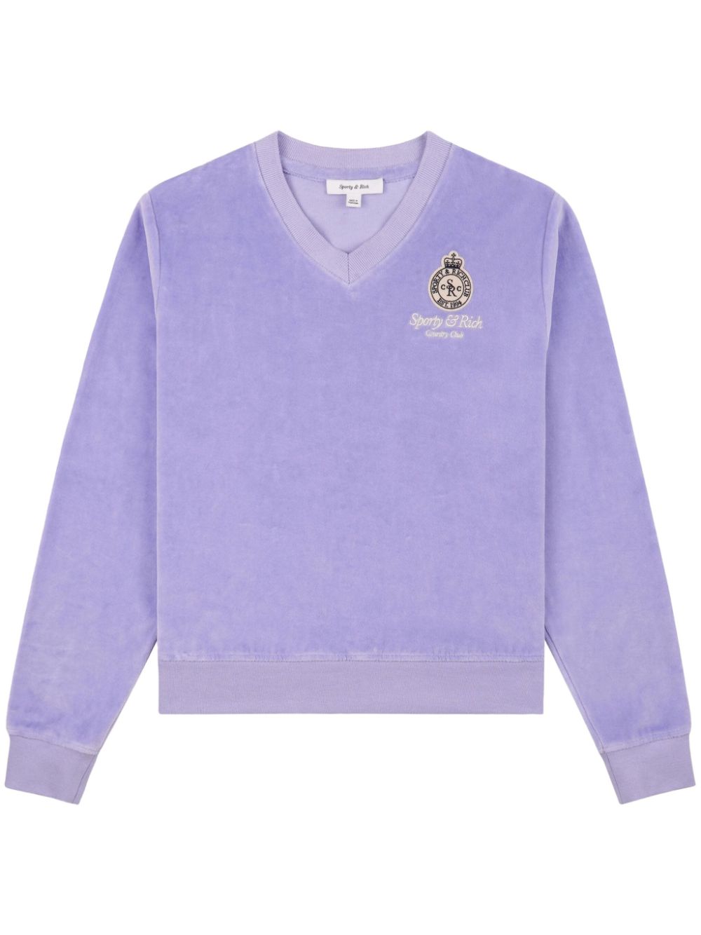 Sporty & Rich Crown logo-patch velvet T-shirt - Purple von Sporty & Rich
