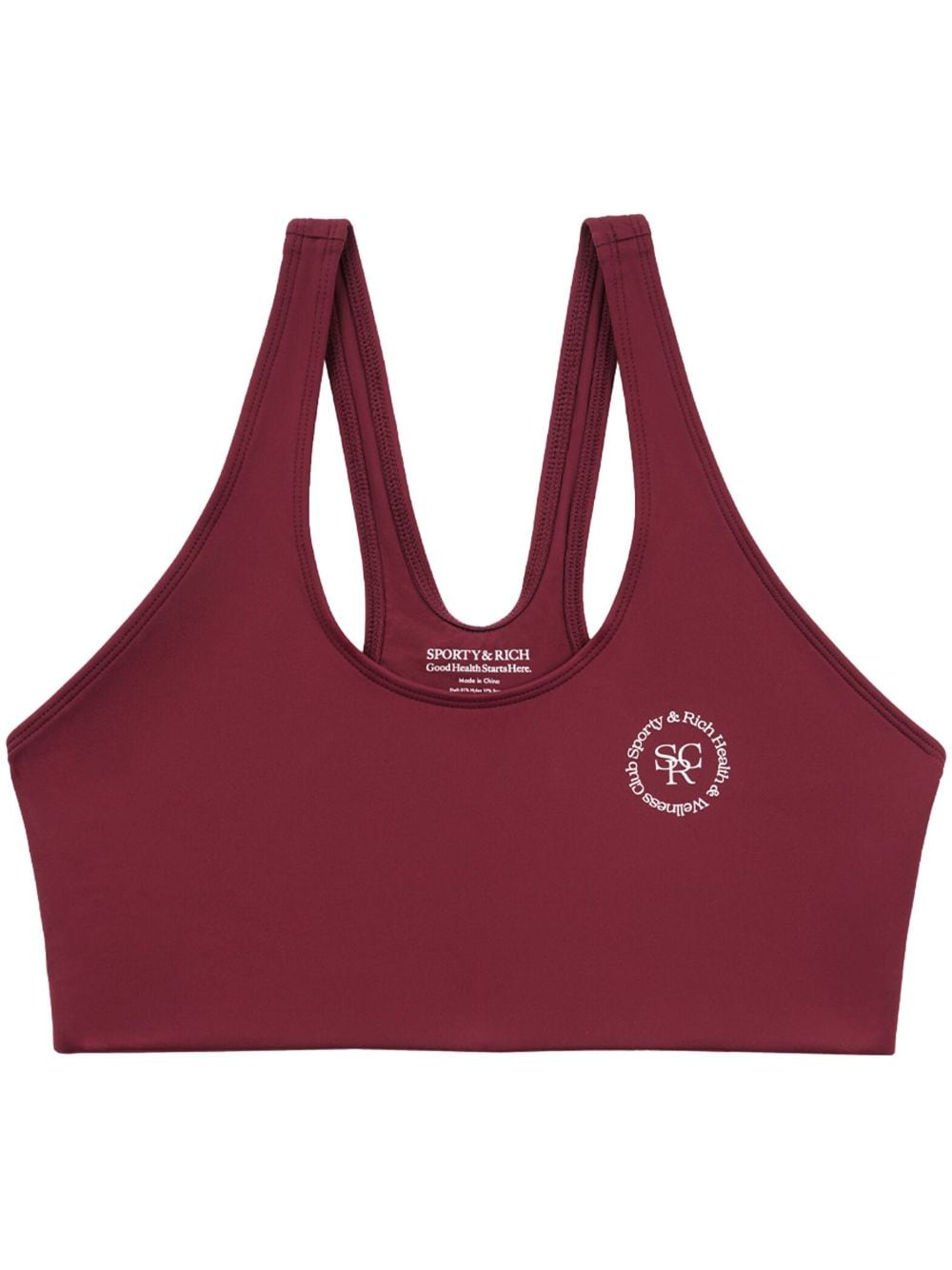 Sporty & Rich N.02 logo-print sports bra - Red von Sporty & Rich