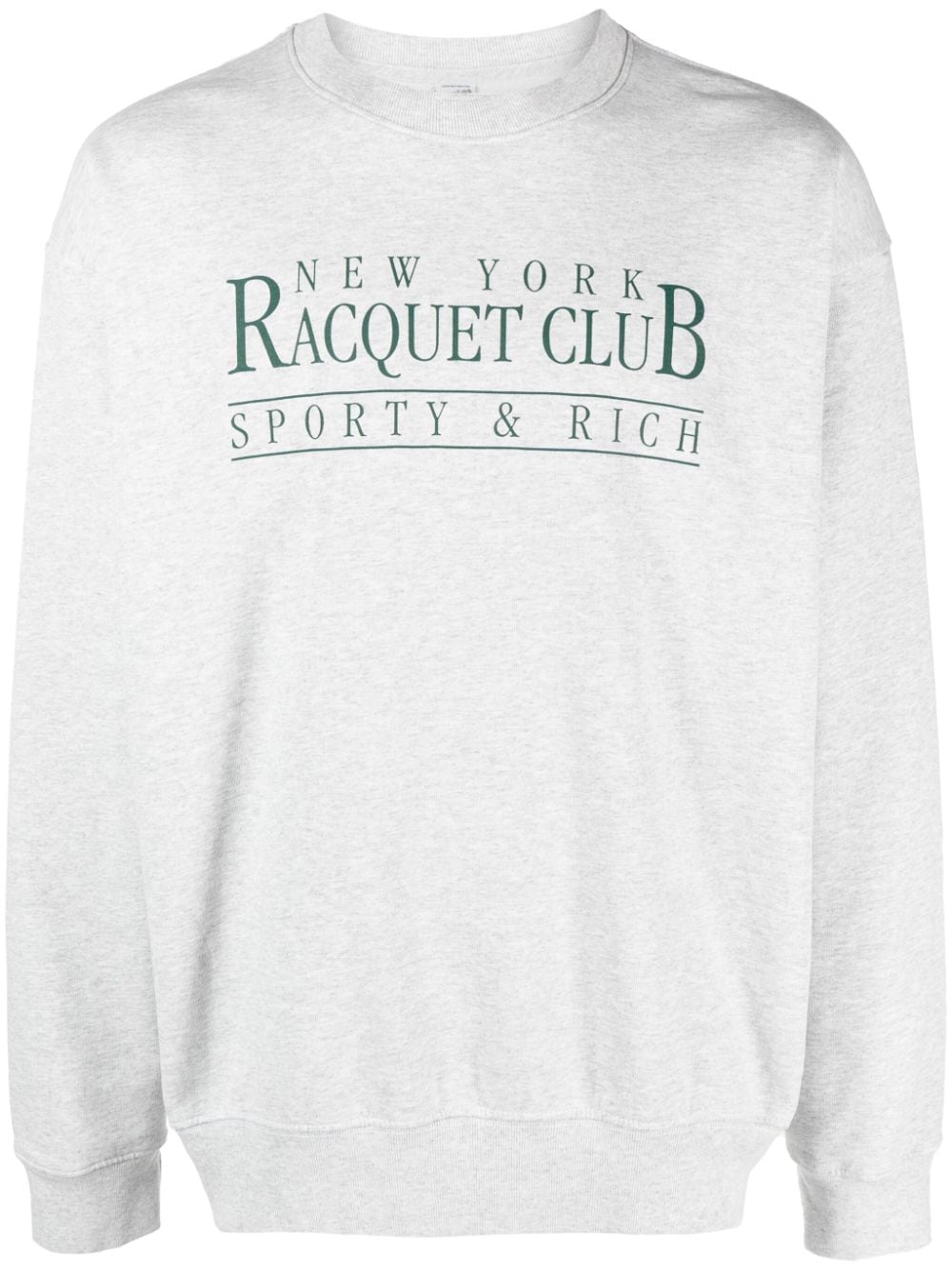 Sporty & Rich NY Racquet Club logo-print mélange sweatshirt - Grey von Sporty & Rich