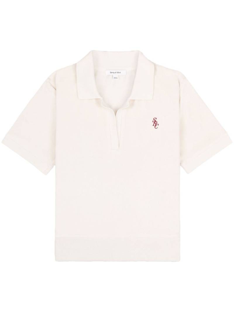 Sporty & Rich SRC Velour cotton polo shirt - White von Sporty & Rich