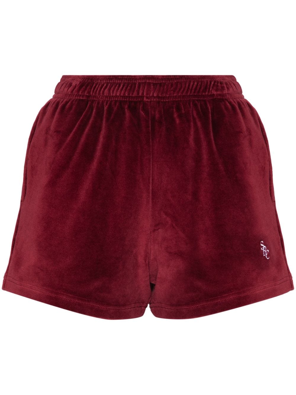 Sporty & Rich SRC velour mini shorts - Red von Sporty & Rich