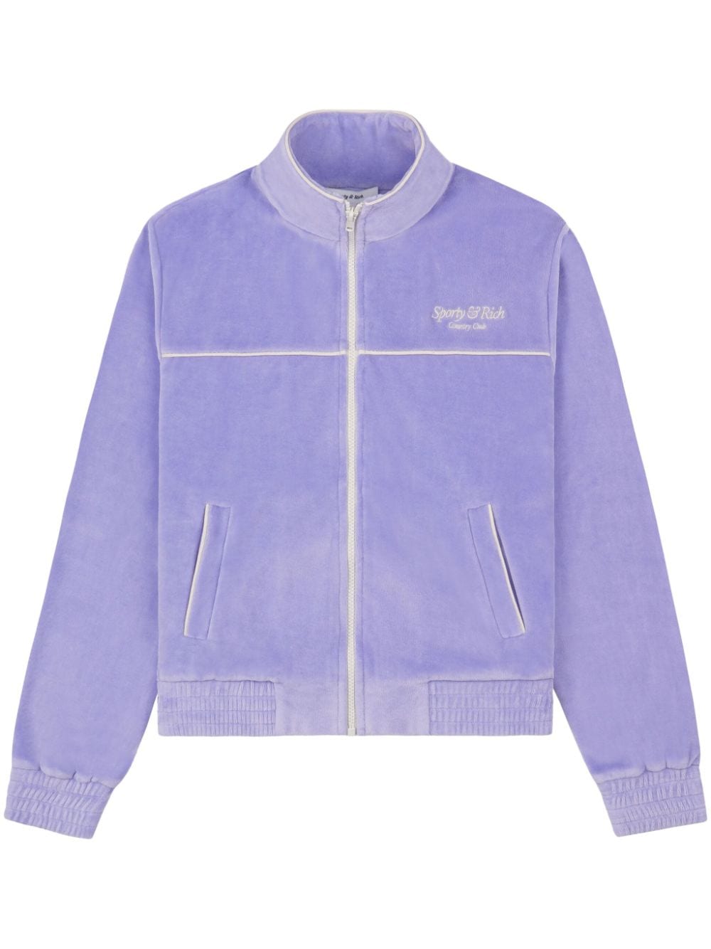 Sporty & Rich Script cotton velour track jacket - Purple von Sporty & Rich