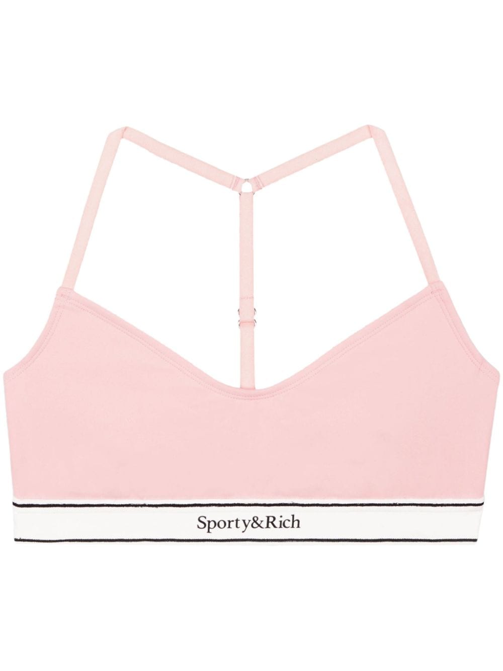 Sporty & Rich Serif Logo racerback sports bra - Pink von Sporty & Rich