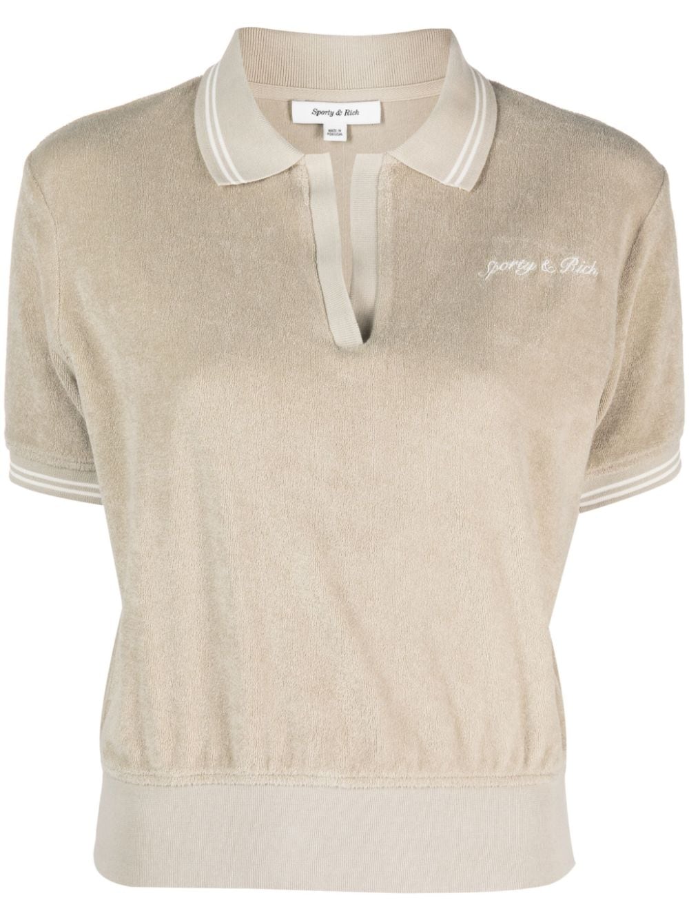 Sporty & Rich Syracuse logo-embroidered polo shirt - Neutrals von Sporty & Rich