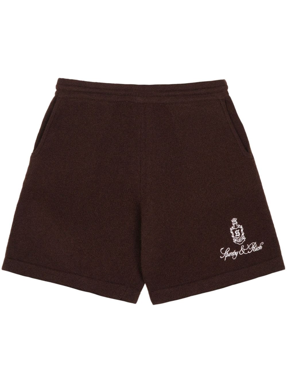 Sporty & Rich Vendome logo-embroidered cashmere shorts - Brown von Sporty & Rich