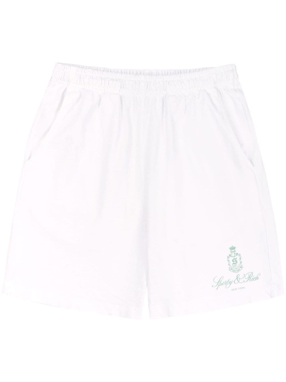 Sporty & Rich Vendome logo-print cotton shorts - White von Sporty & Rich