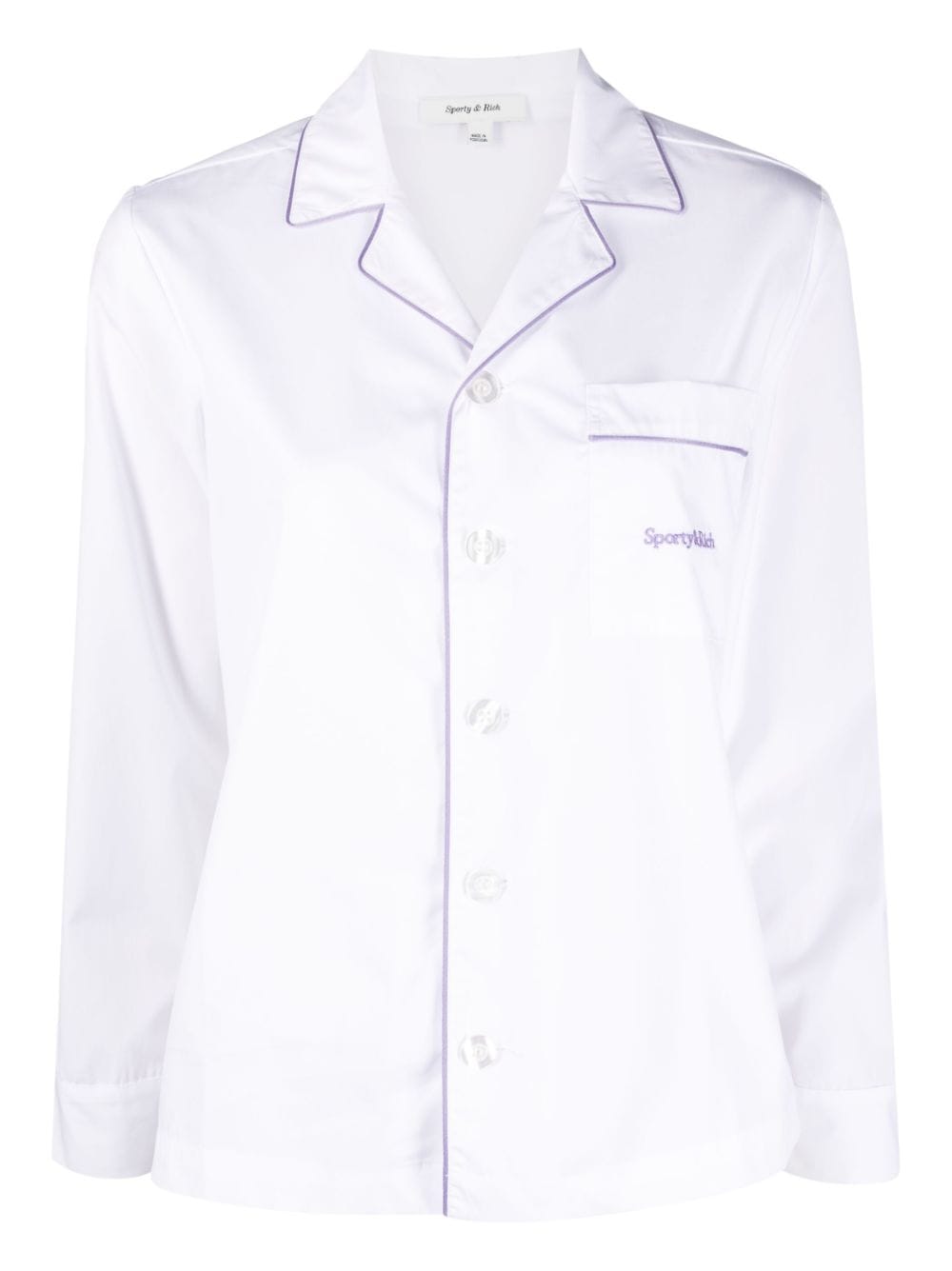 Sporty & Rich chest-pocket cotton pyjama top - White von Sporty & Rich