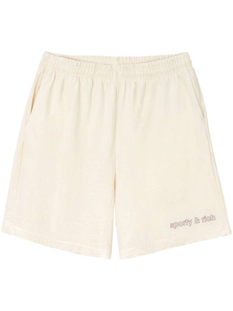 Sporty & Rich embroidered-logo cotton shorts - White von Sporty & Rich