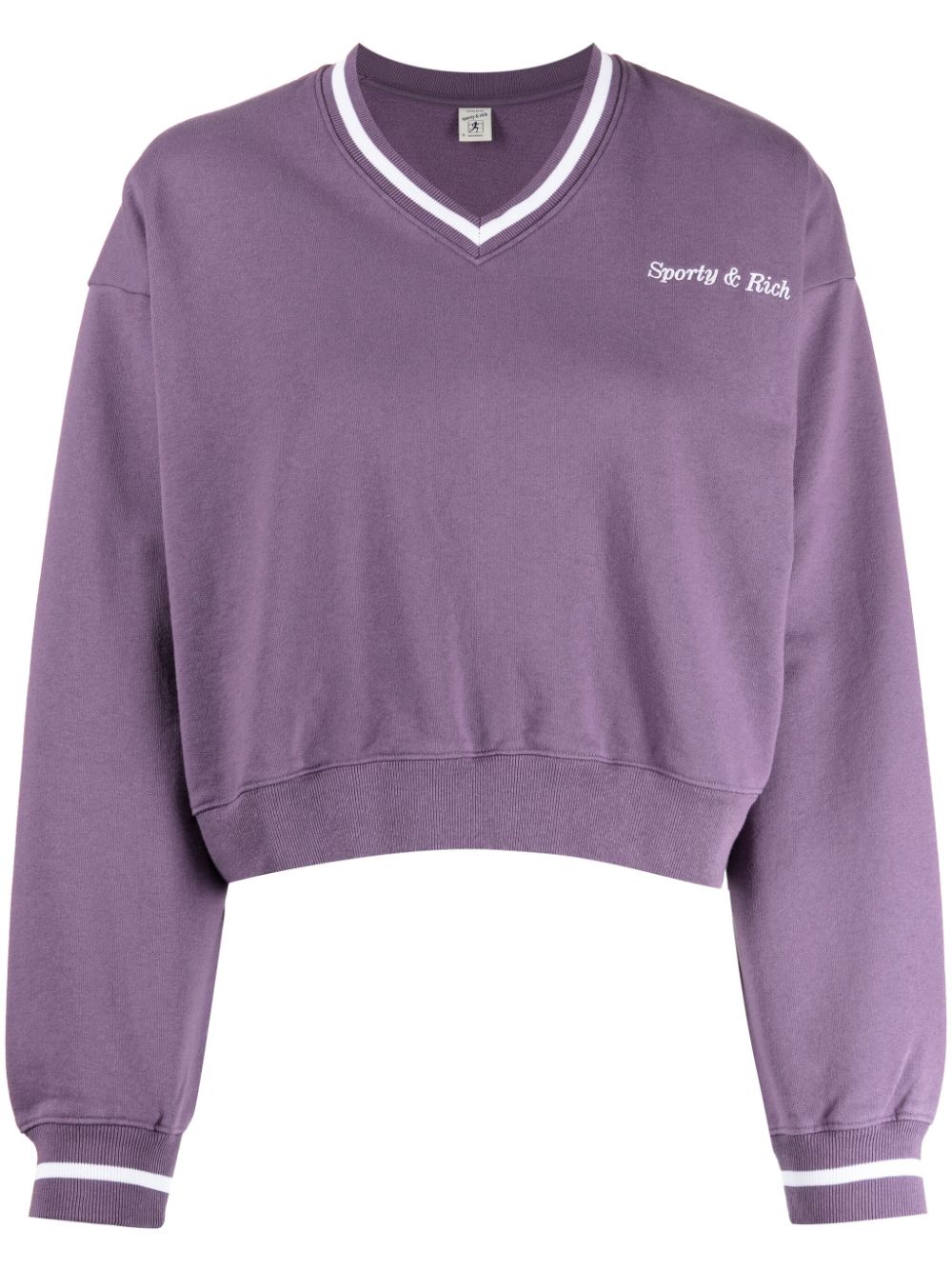 Sporty & Rich logo-embroidered V-neck sweatshirt - Purple von Sporty & Rich