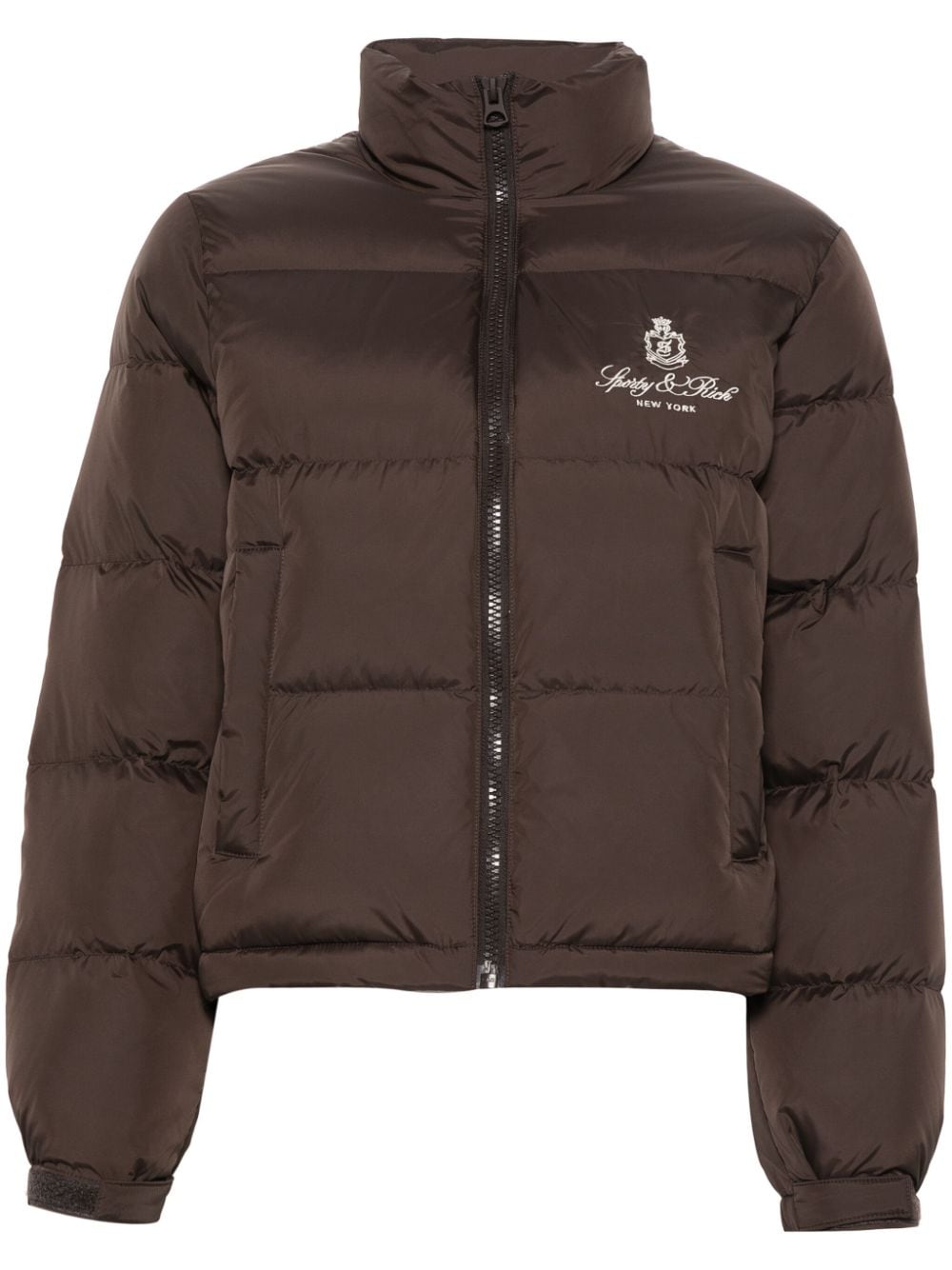 Sporty & Rich logo-embroidered quilted jacket - Brown von Sporty & Rich