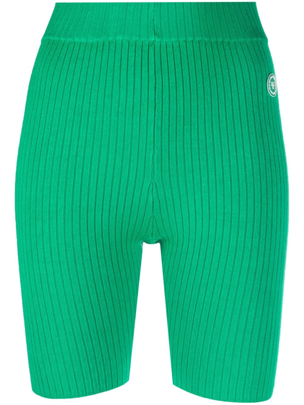 Sporty & Rich logo-patch ribbed-detailing shorts - Green von Sporty & Rich