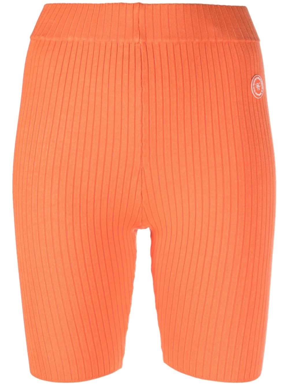 Sporty & Rich logo-patch ribbed-knit biker shorts - Orange von Sporty & Rich