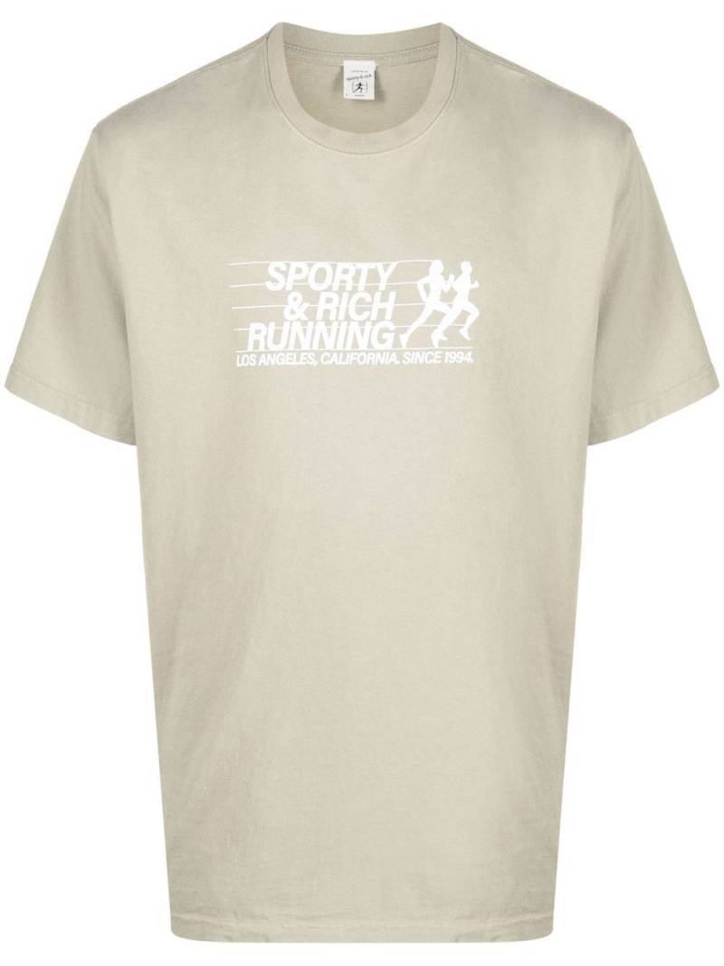 Sporty & Rich logo-print cotton T-shirt - Grey von Sporty & Rich
