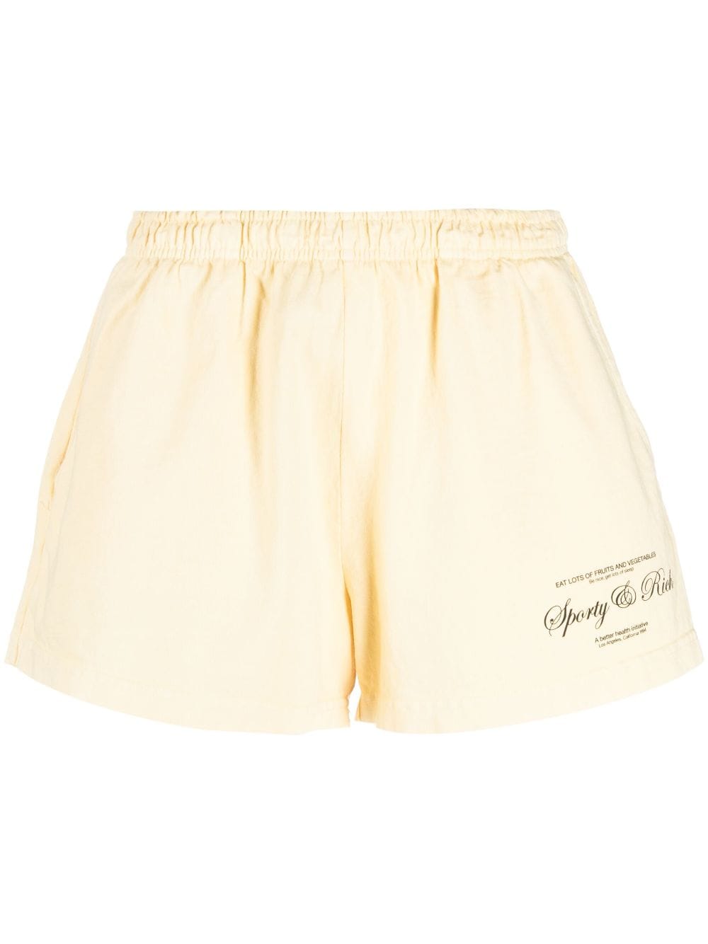 Sporty & Rich logo-print cotton mini shorts - Neutrals von Sporty & Rich