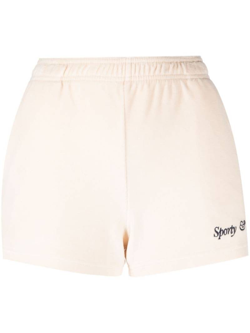 Sporty & Rich logo-print cotton shorts - Neutrals von Sporty & Rich