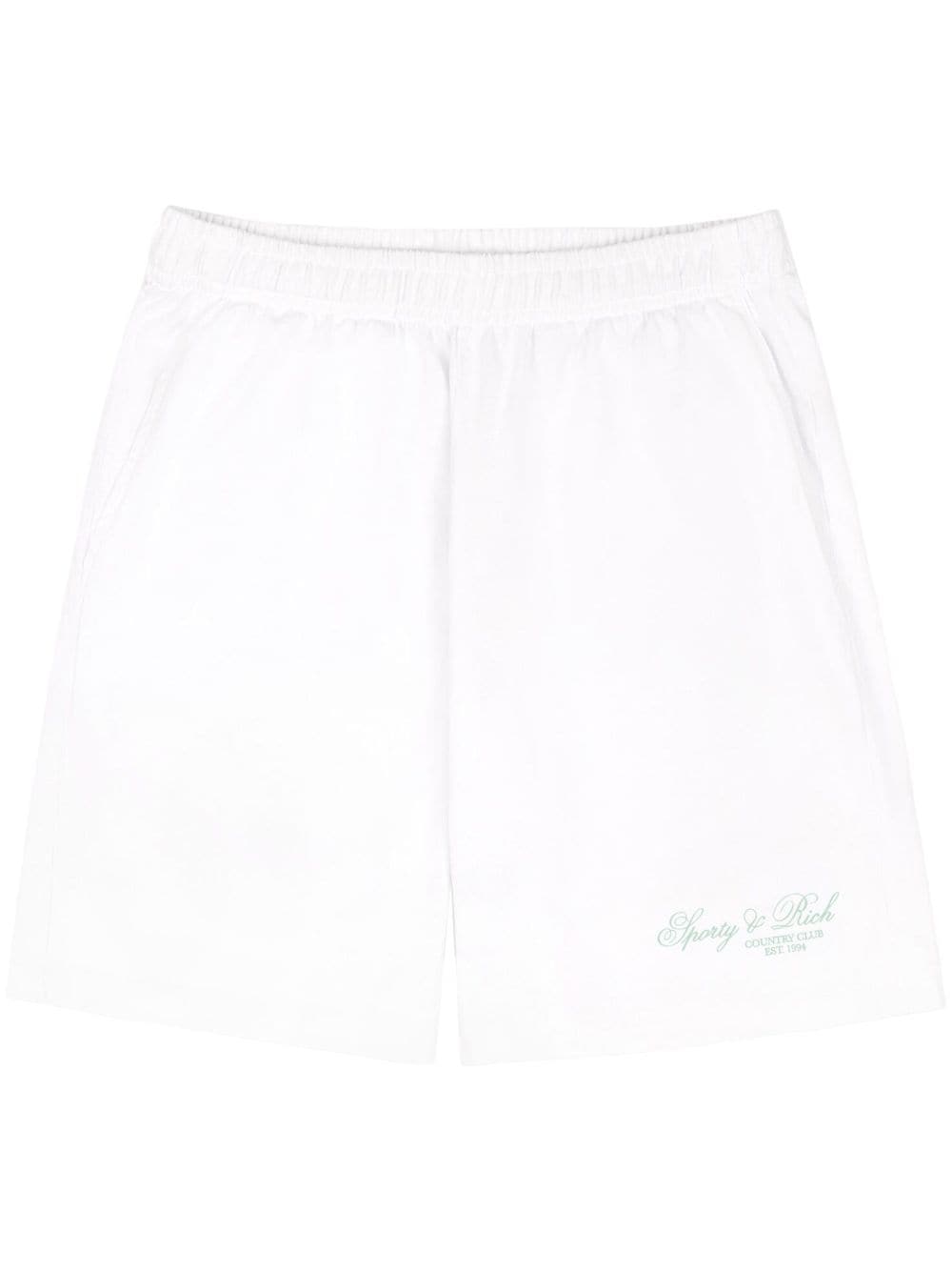 Sporty & Rich logo-print cotton track shorts - White von Sporty & Rich