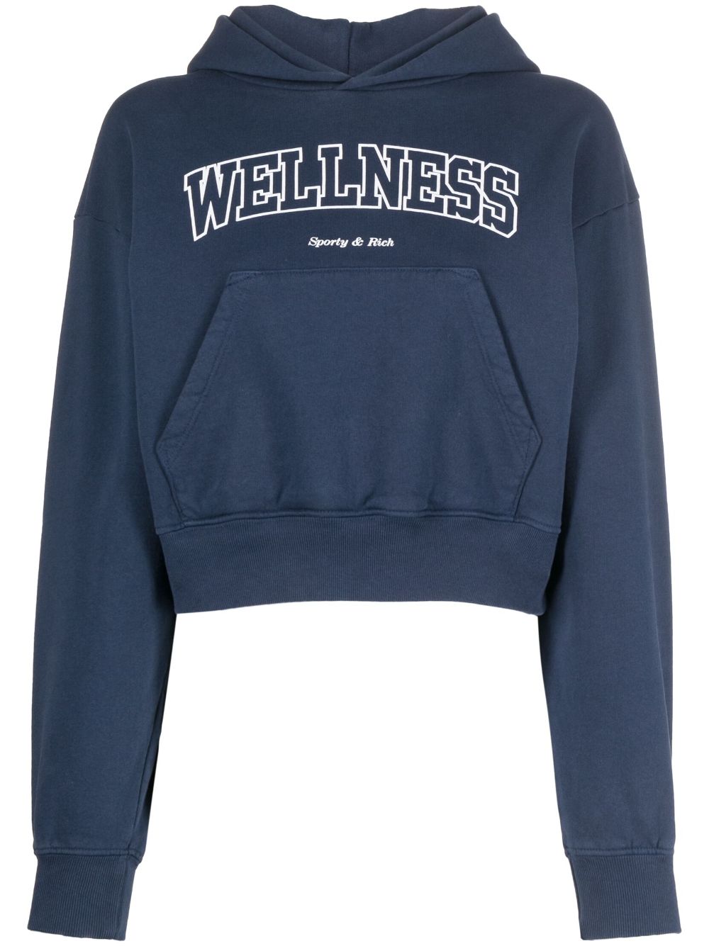 Sporty & Rich logo-print cropped cotton hoodie - Blue von Sporty & Rich