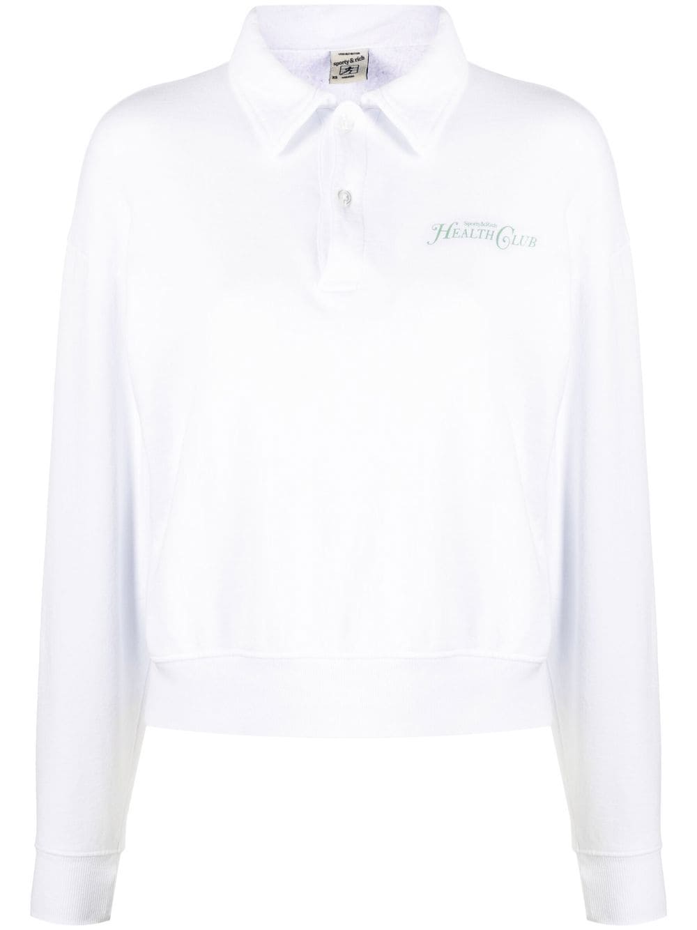 Sporty & Rich logo-print long-sleeved polo top - White von Sporty & Rich