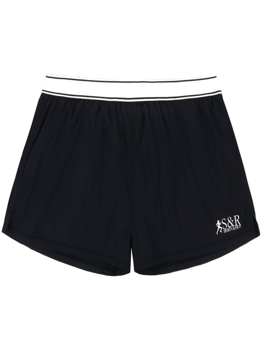 Sporty & Rich logo print runner shorts - Black von Sporty & Rich