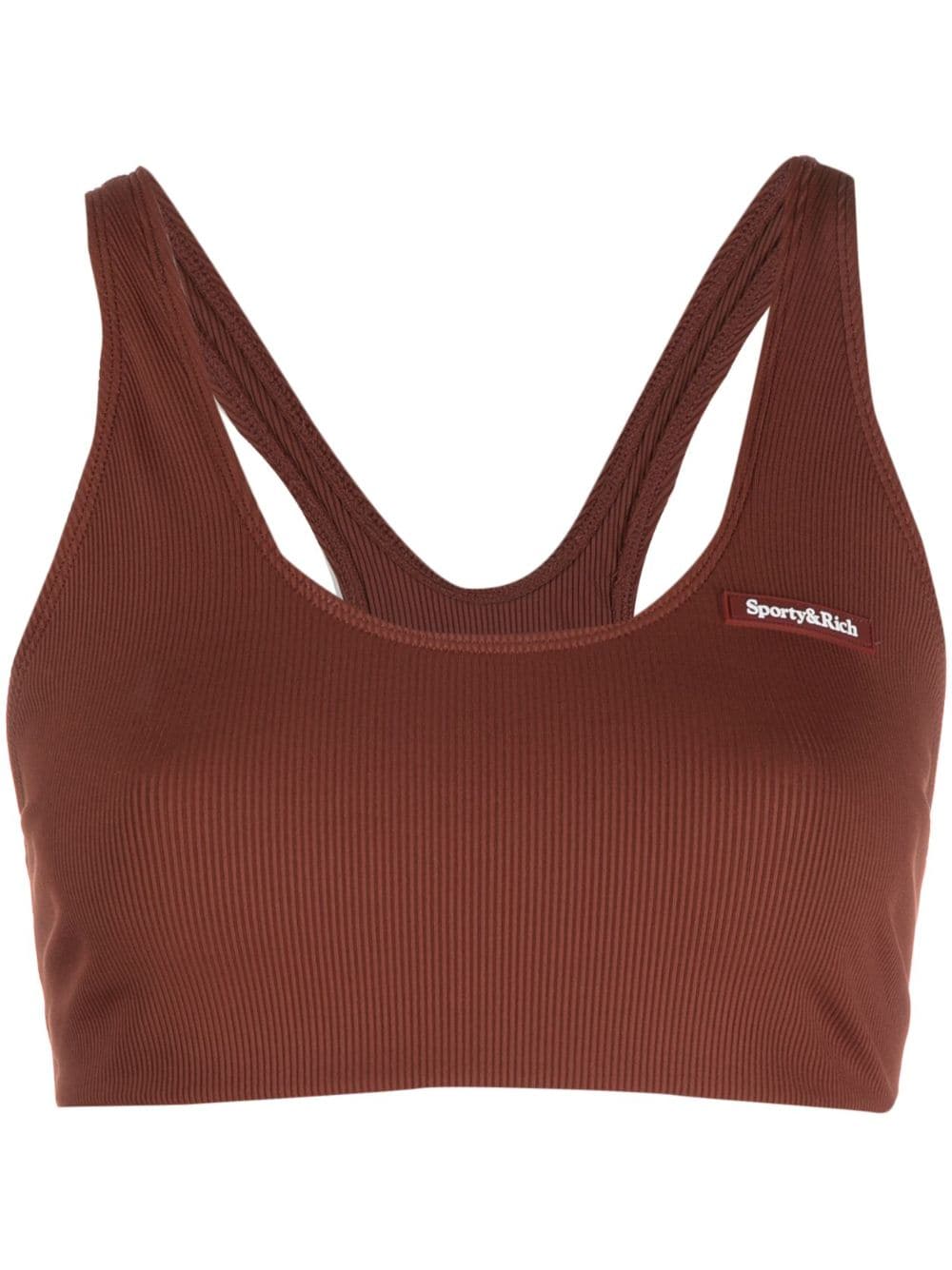 Sporty & Rich logo-print sports bra - Brown von Sporty & Rich