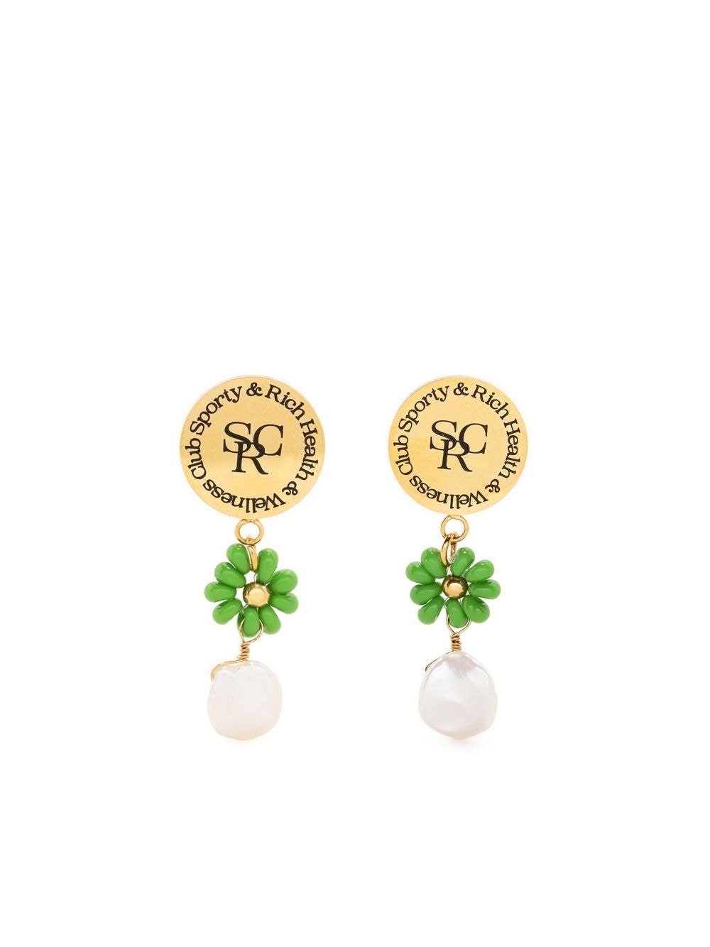 Sporty & Rich pearl resin drop earrings - Green von Sporty & Rich