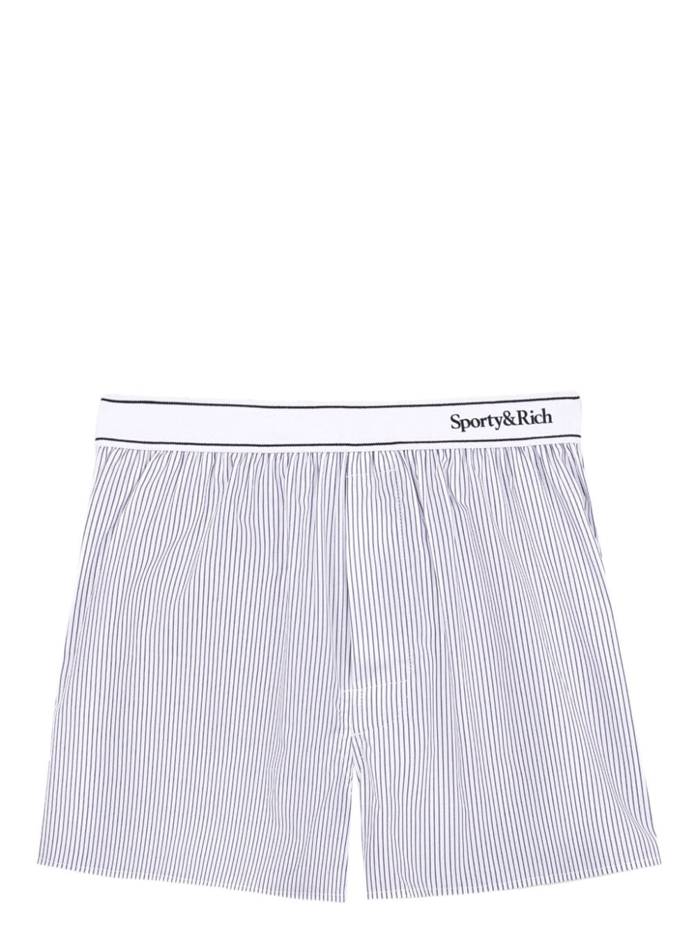 Sporty & Rich striped cotton shorts - White von Sporty & Rich
