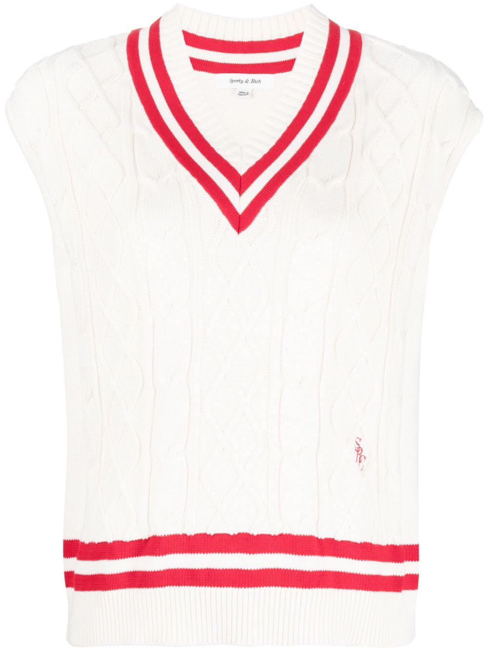 Sporty & Rich striped-edges sleeveless knitted top - White von Sporty & Rich