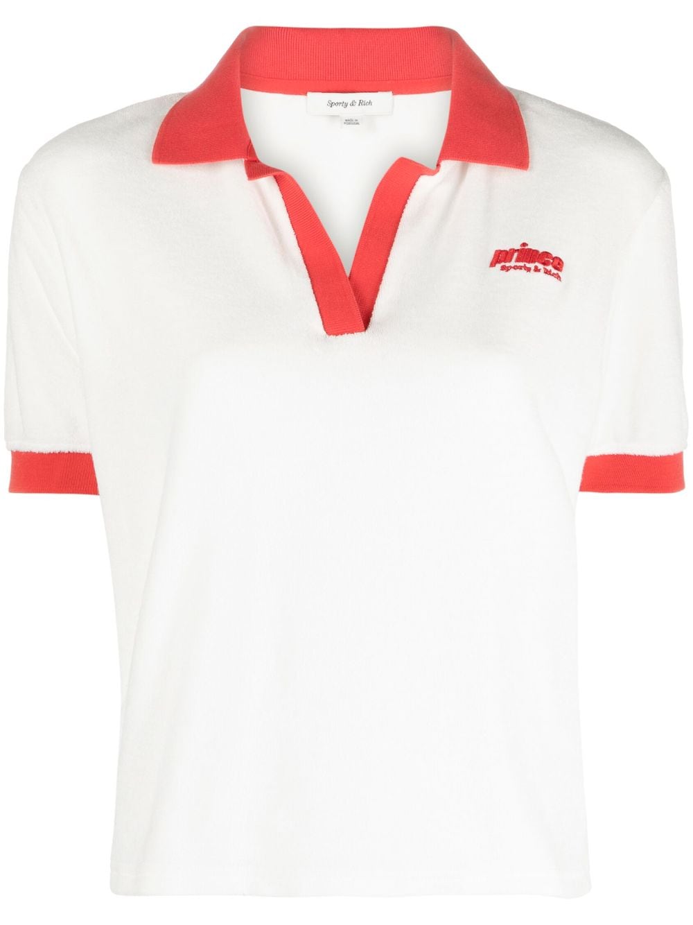 Sporty & Rich x Prince Sporty cotton polo top - White von Sporty & Rich