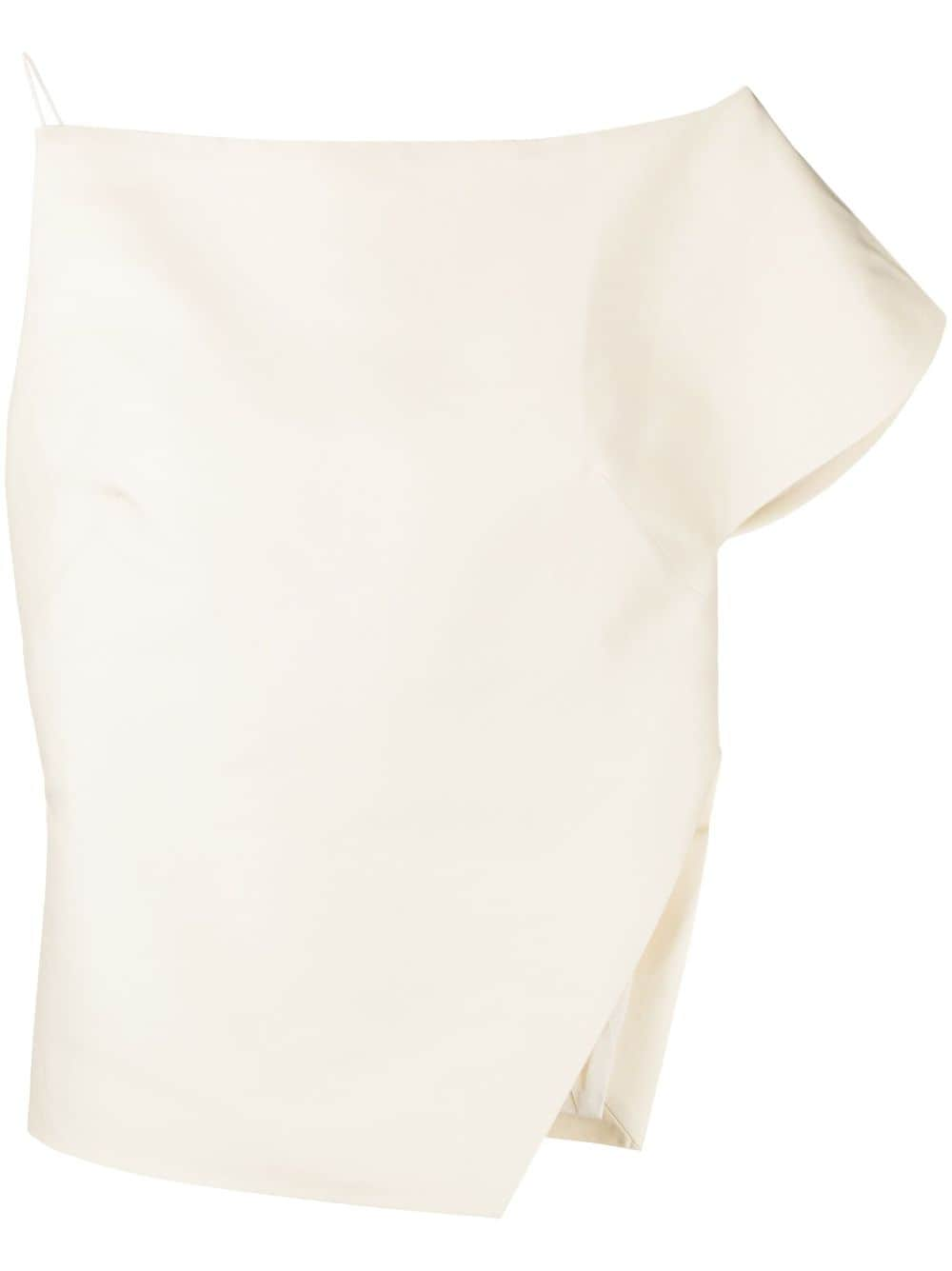 St. Agni off-shoulder asymmetric cotton top - Neutrals von St. Agni