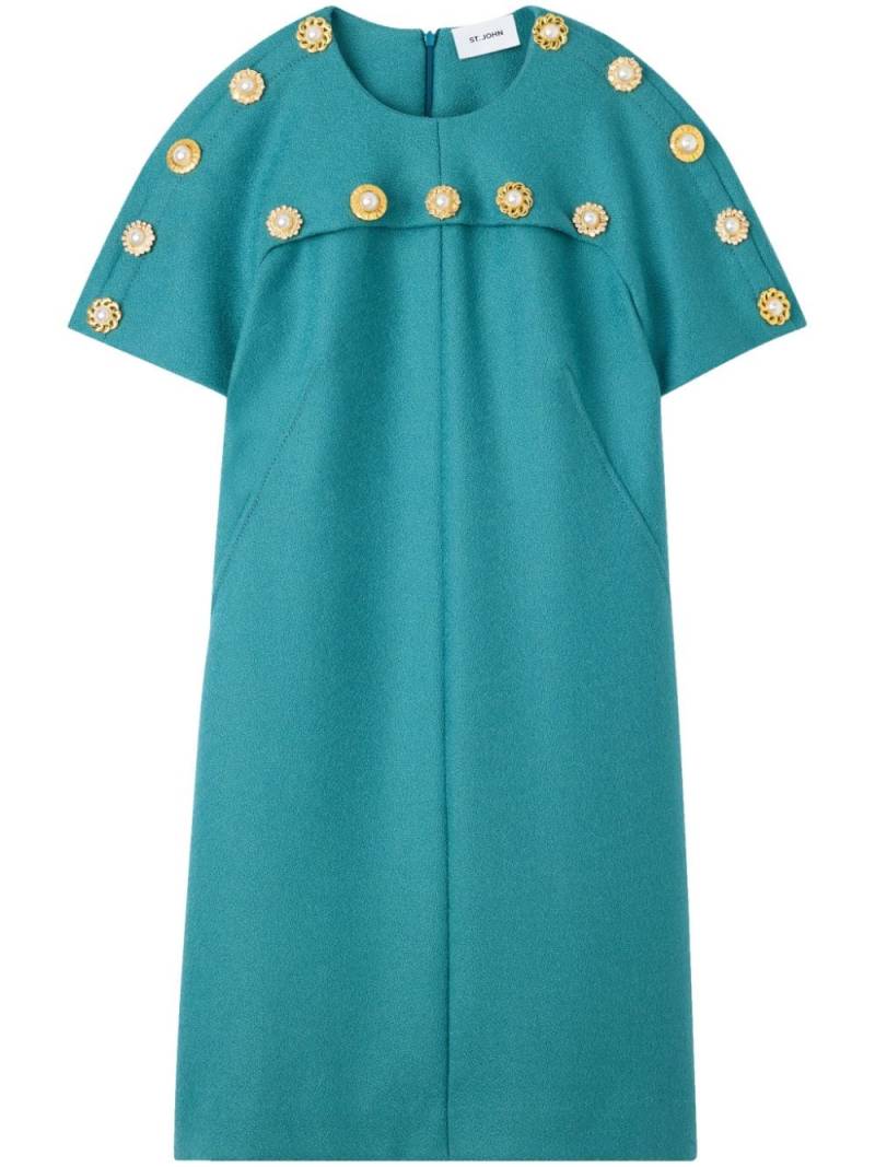 St. John button-embellished wool minidress - Blue von St. John