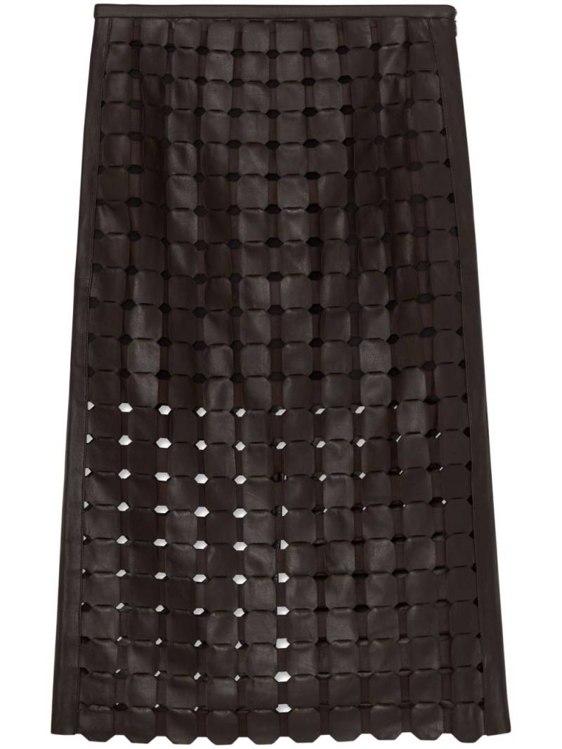 St. John interwoven leather midi skirt - Brown von St. John