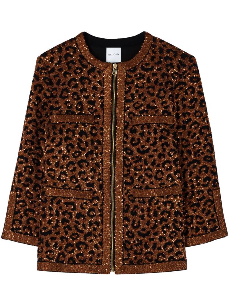 St. John leopard-print sequin-embellished jacket - Brown von St. John