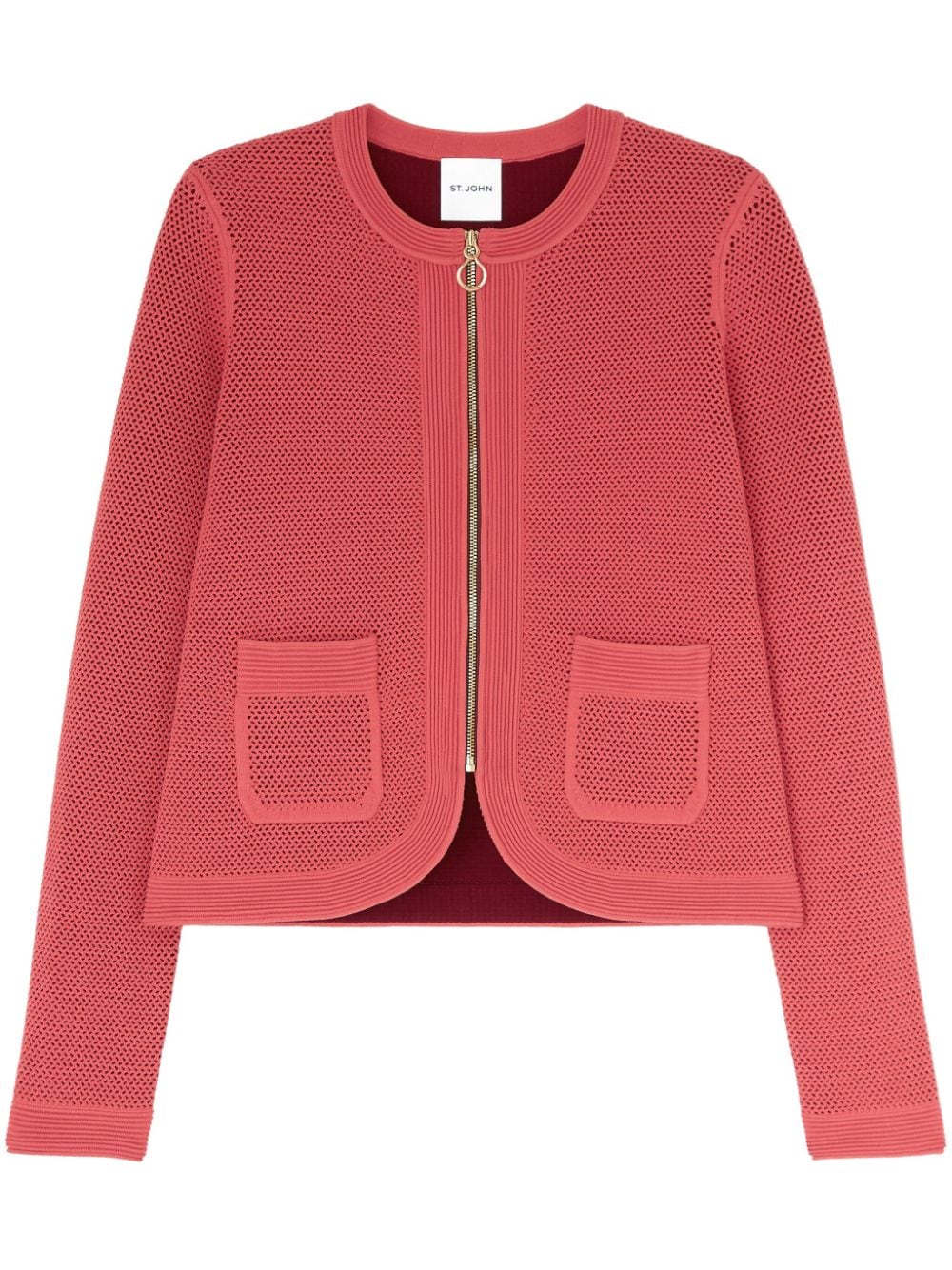 St. John ribbed-trim knitted jacket - Pink von St. John