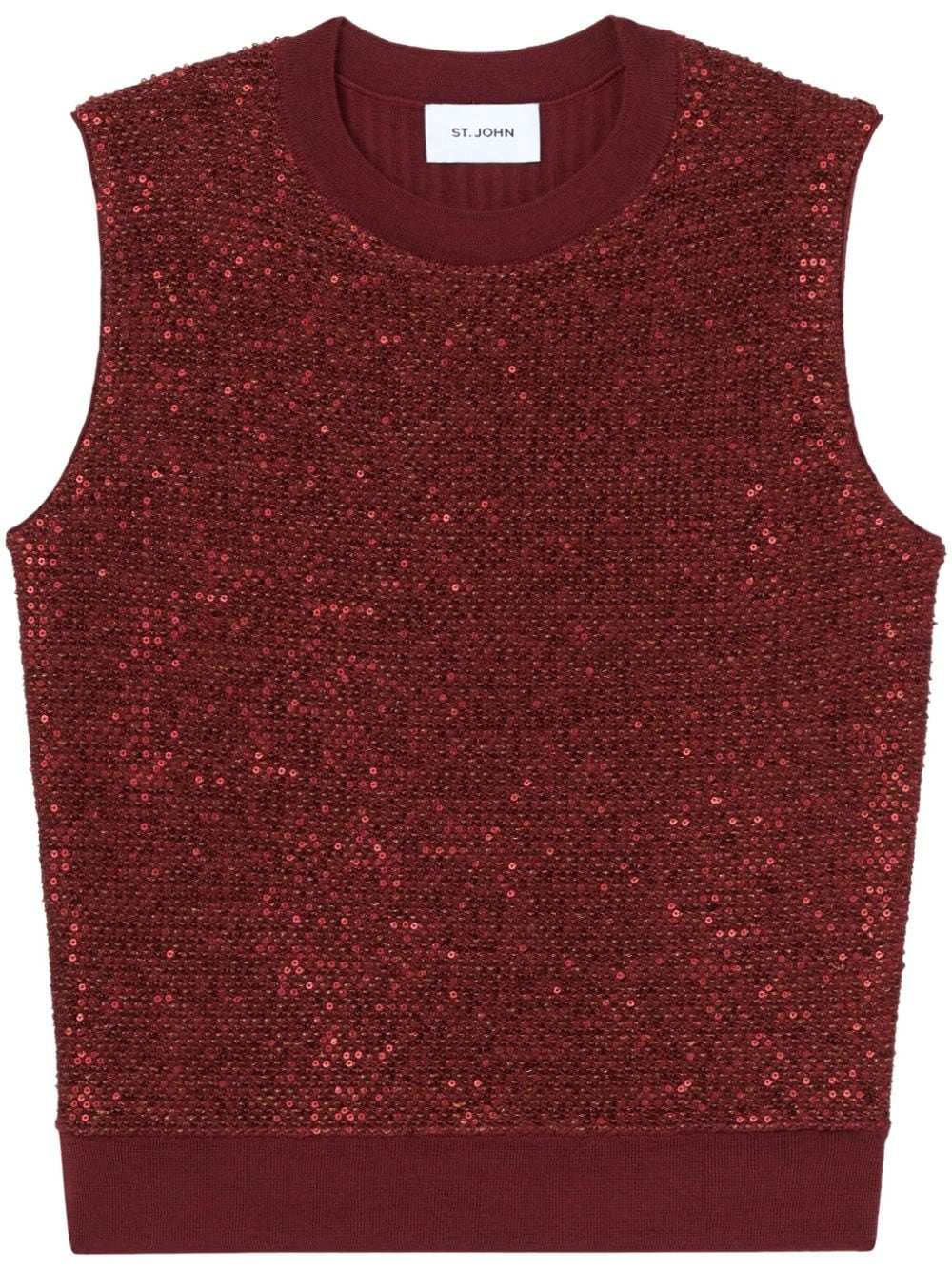 St. John sequin-detail organic wool-blend top - Red von St. John