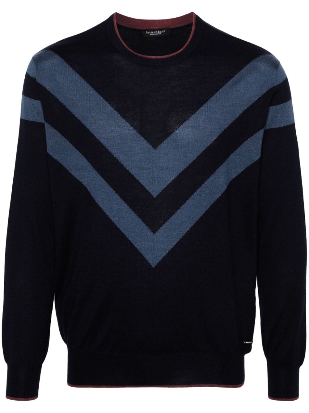 Stefano Ricci stripe-detailing knitted jumper - Blue von Stefano Ricci