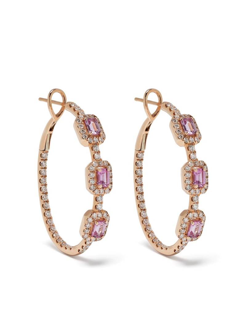 Stefere 18kt rose gold diamond sapphire hoop earrings - Pink von Stefere
