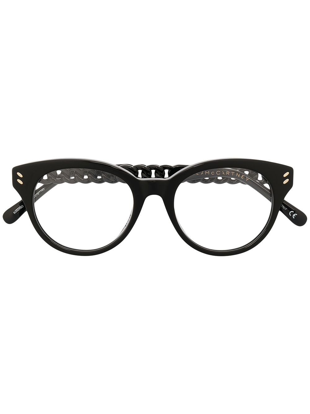 Stella McCartney Eyewear chain-effect round frame glasses - Black von Stella McCartney Eyewear