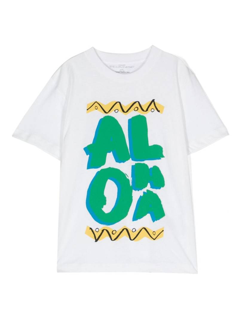 Stella McCartney Kids Aloha Lettering cotton T-shirt - White von Stella McCartney Kids