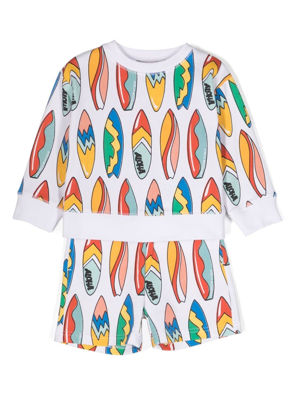 Stella McCartney Kids Aloha cotton sweatshirt and shorts set - White von Stella McCartney Kids