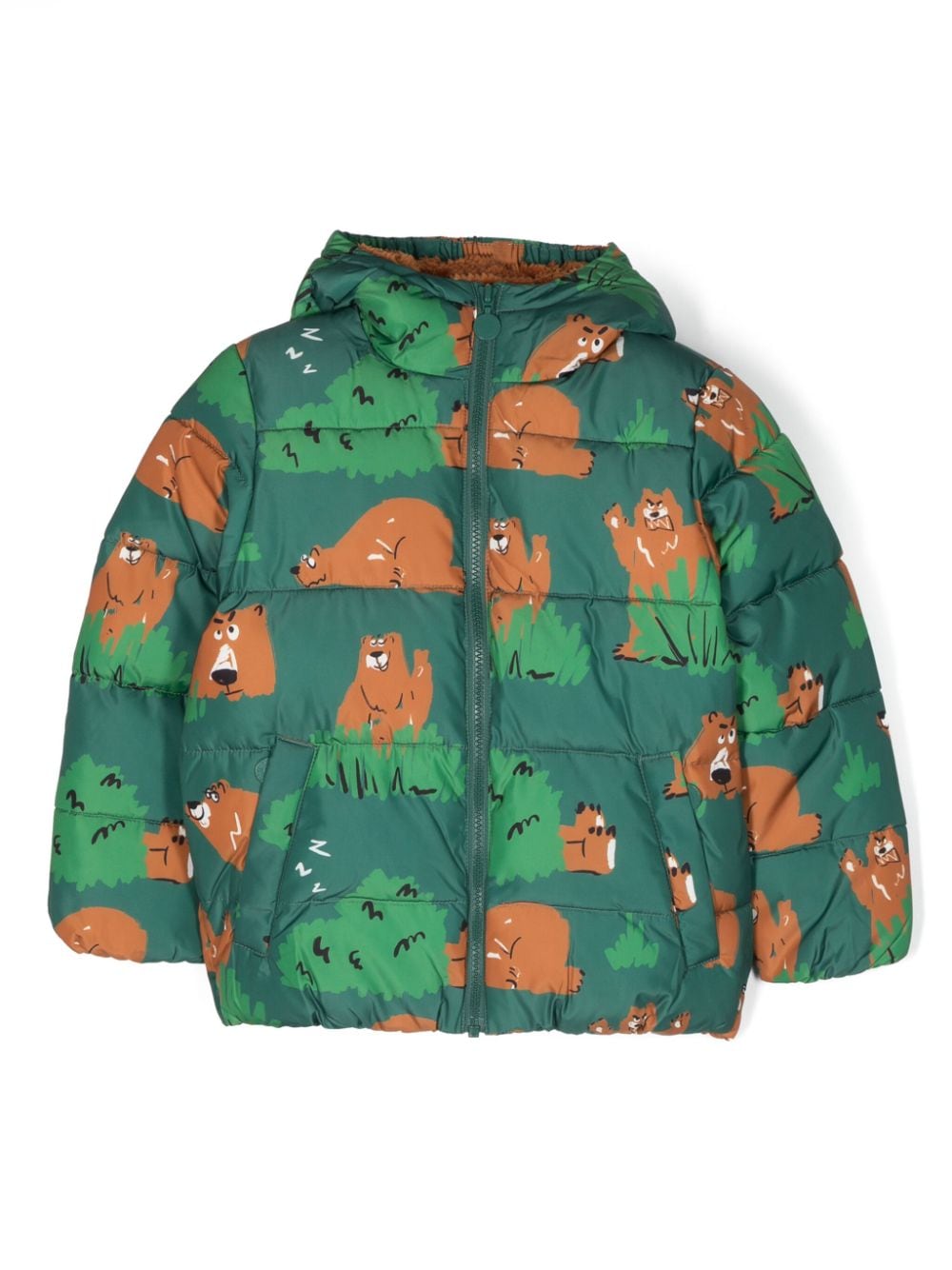 Stella McCartney Kids Bear-pattern padded jacket - Green von Stella McCartney Kids