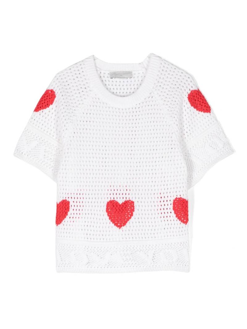 Stella McCartney Kids I Love You crochet-knit T-shirt - White von Stella McCartney Kids