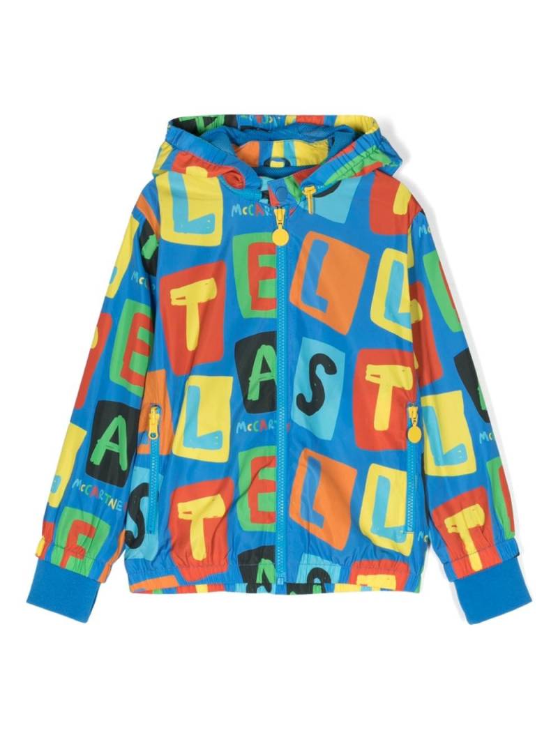 Stella McCartney Kids Letter Blocks hooded jacket - Blue von Stella McCartney Kids