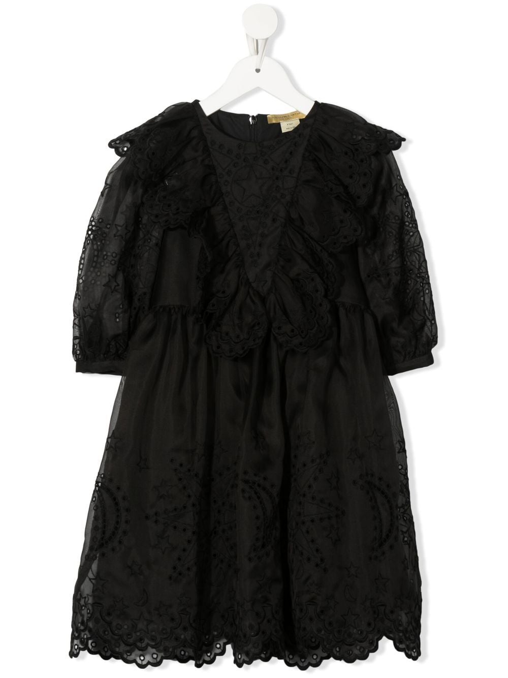 Stella McCartney Kids Shooting Star embroidered silk dress - Black von Stella McCartney Kids