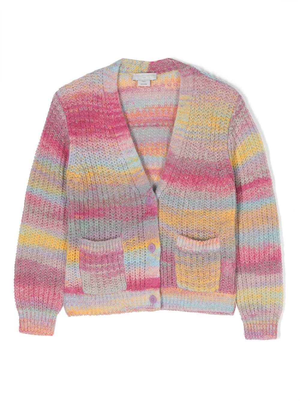 Stella McCartney Kids Space stripe-pattern waffle-knit cardigan - Pink von Stella McCartney Kids