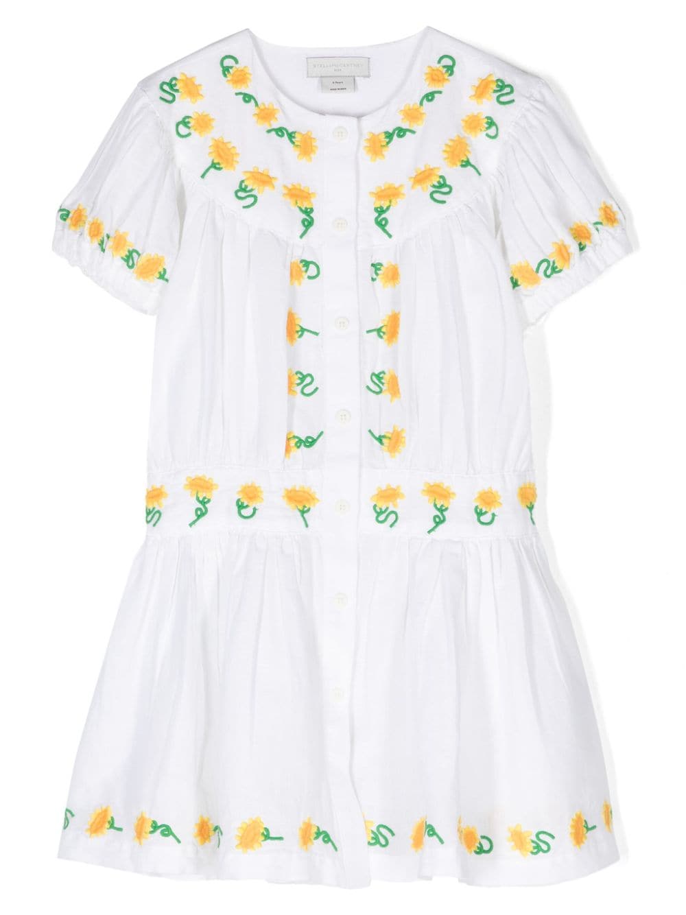 Stella McCartney Kids Sunflower-embroidered shirt dress - White von Stella McCartney Kids